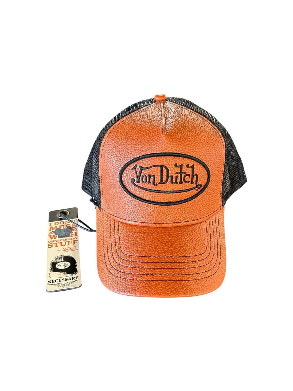 Von Dutch Orange Basketball Texture Trucker Retro Streetwear Y2K Sporty Mesh